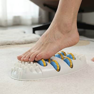 rouleau massage pied roulette bleu
