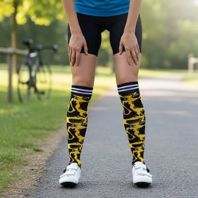 Chaussette de compression running noir et jaune