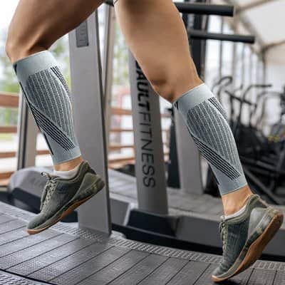 Manchons de compression mollet gris